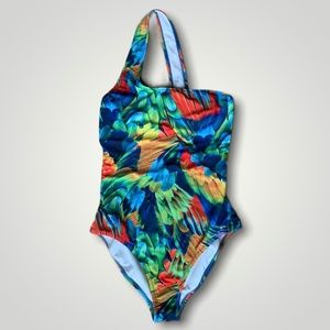 ABS Peek-a-Boo One Shoulder Swimsuit